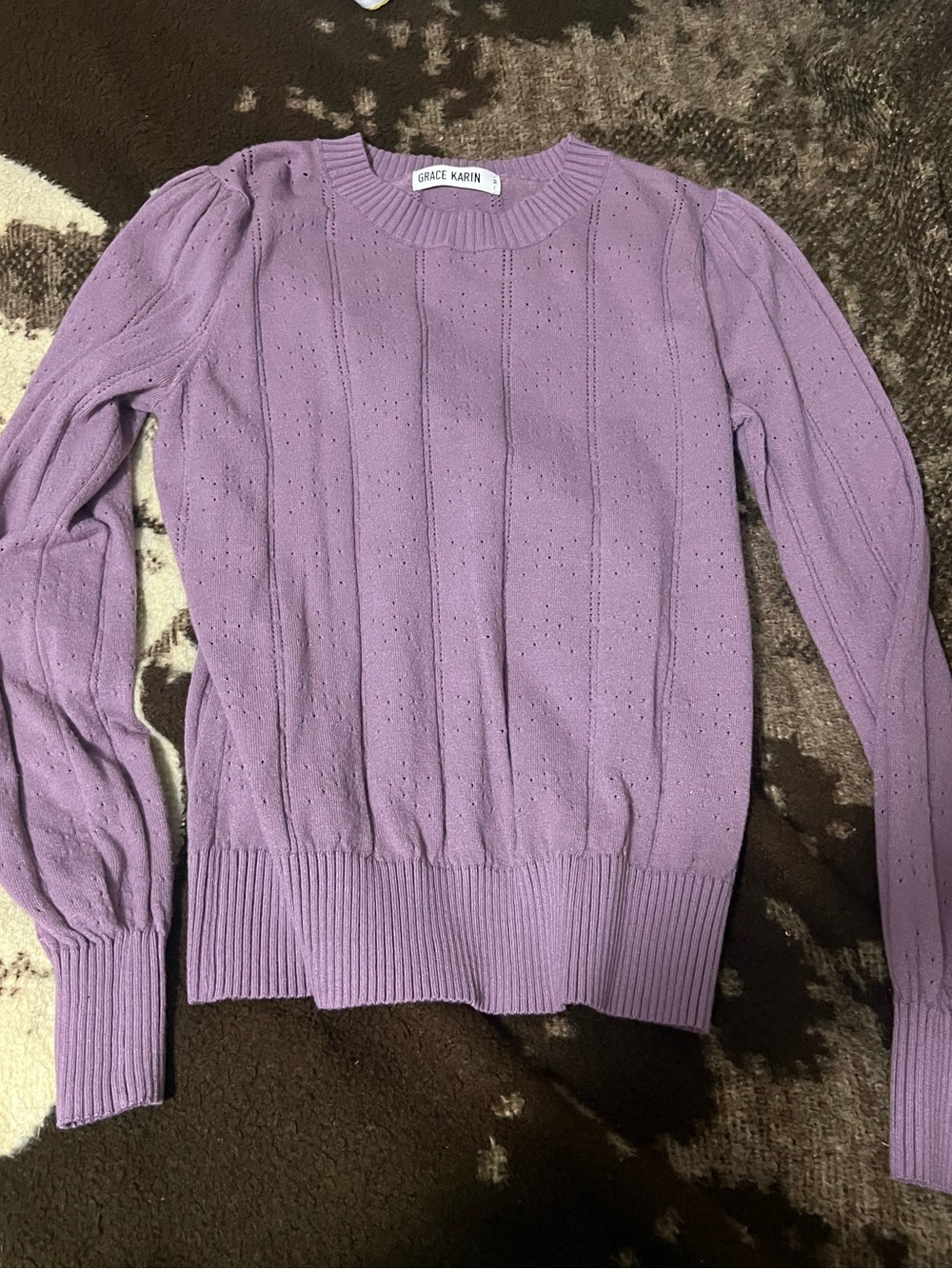 Grace Karin Lavender Knit Longsleeve Sweater